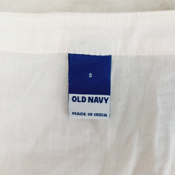 NEW Old Navy Off White Button Down Crew Neck Flare Summer Shirt P6037 - Picture 6 of 8